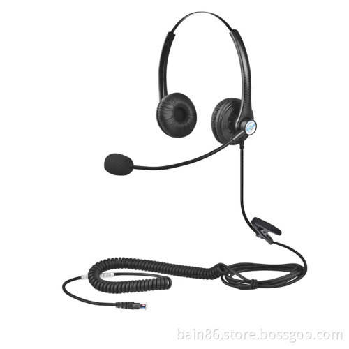 T12 RJ binaural over-ear headset with microphone for call center